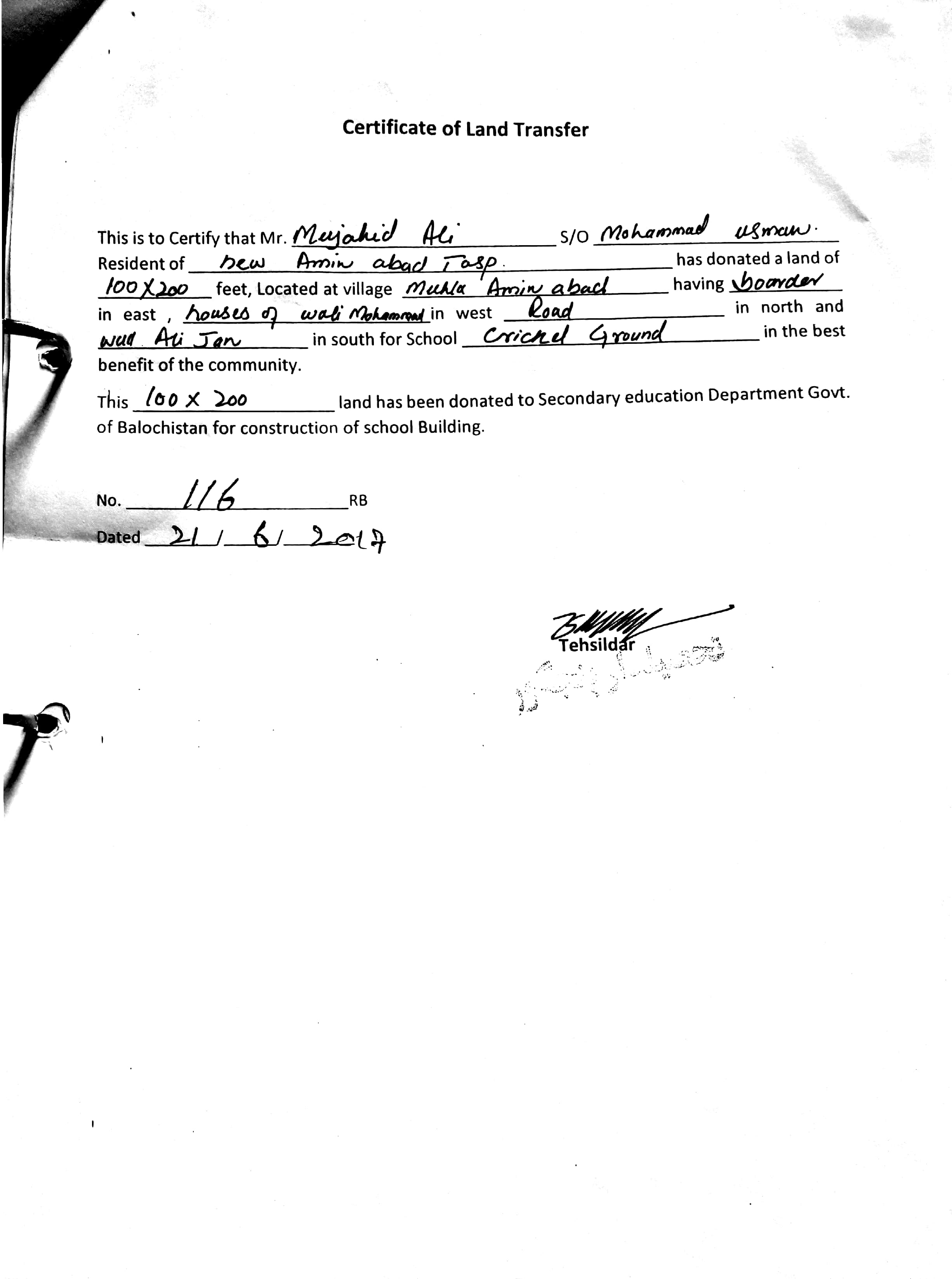 Land Mutation Notification